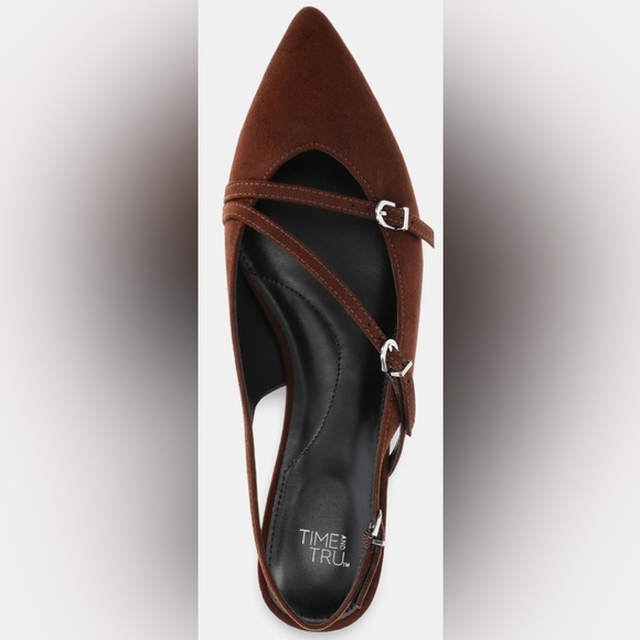Time and Tru Women's Strappy Sling Back Flats - Picture 4 of 6